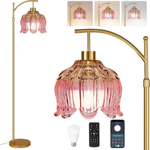 Vista 13 de QIYIZM - Lámpara de pie con diseño de árbol de 3 bombillas; alta, rústica, estilo rural, industrial y boho, pantalla de mimbre y bambú; para sala