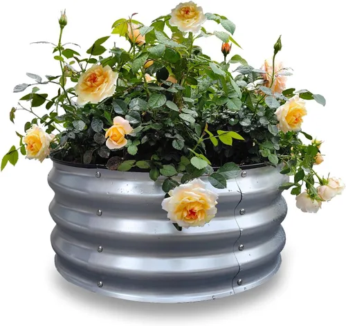 Vista 25 de GARDMAX 2x2x1FT Galvanized Round Raised Garden Bed Kit, Metal Planter Boxes Outdoor with Easy Assembly, Large Garden Bed for Vegetables, Fruits