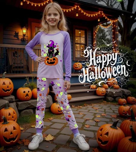 Vista 15 de HONGTEYA Ropa de Halloween para niños y niñas, ropa de esqueleto de algodón para niños pequeños, talla 3-7T