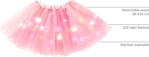 Vista 30 de Faldas de tutú LED para mujer, falda de tul con capas para baile de ballet, faldas iluminadas para disfraz de fiesta