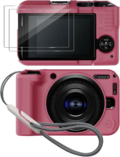 Vista 7 de Funda de silicona para cámara digital Canon EOS R50 V con 2 protectores de pantalla y cordón Canon EOS R50 V caso - Negro