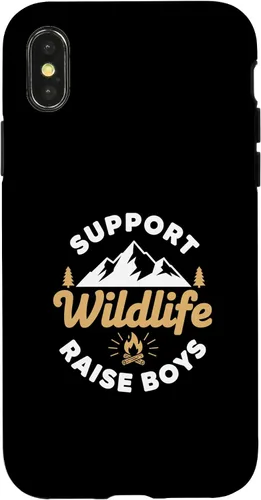 Vista 5 de Parent Support Wildlife Raise Boys - Mom Dad Outdoors Case for iPhone 16