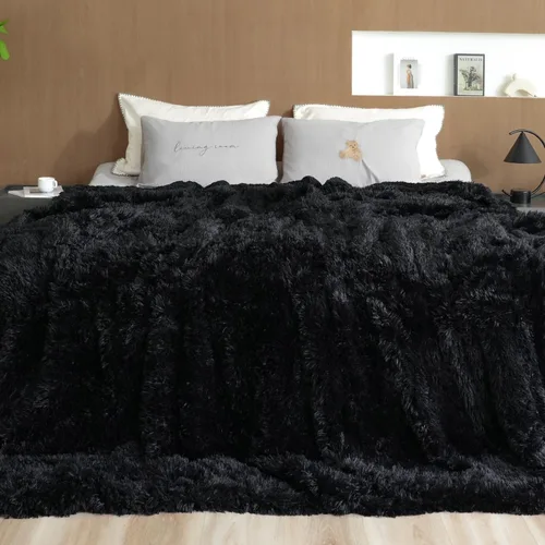 Vista 11 de Pawque Manta de piel sintética de 50 x 60 pulgadas, manta suave y esponjosa, cálida y gruesa, de pelo largo, reversible, ligera, acogedora para Negro