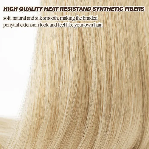 Vista 3 de Barsdar Extensión de 26 Pulgadas de Cola de Caballo Trenzada Larga con Banda Elástica - Extensiones de Cabello en Cola de Caballo Recta y Elegante