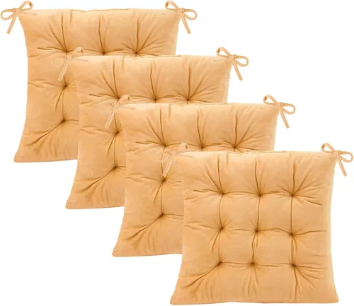 Vista 18 de Juego de 2 cojines para sillas de comedor con lazos, almohadilla antideslizante para silla de cocina para interior y tapete de asiento de comedor