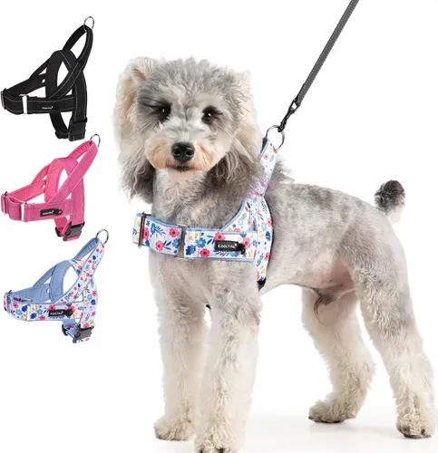 Vista 9 de KOOLTAIL Arnés sin tirones para perro pequeño, con acolchado suave y asa, arnés de chaleco para cachorro fácil de caminar, cuello y pecho
