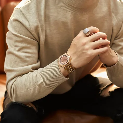 Vista 7 de BUREI Men Watches Gifts for Men Fashion Stainless Steel Analog Quartz Waterproof Watches for Mens