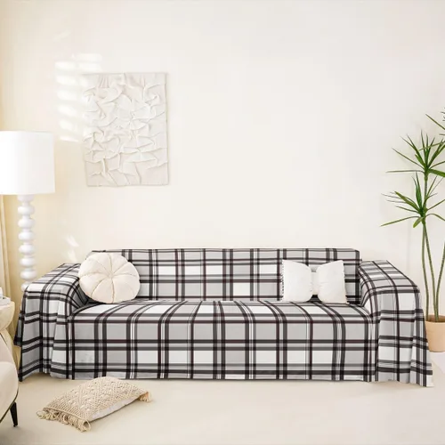 Vista 24 de Erosebridal Funda de sofá de lunares de 71 x 91 pulgadas, funda de sofá con lunares geométricos, funda de sofá moderna de estilo rústico con Blanco
