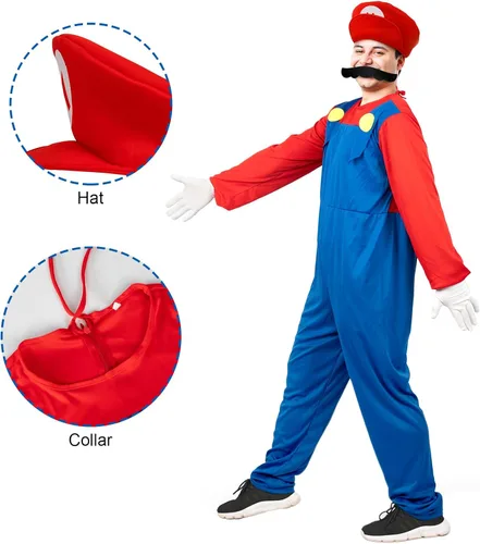 Vista 3 de Disfraz divertido de Super Bros para adultos, disfraz de Halloween o cosplay