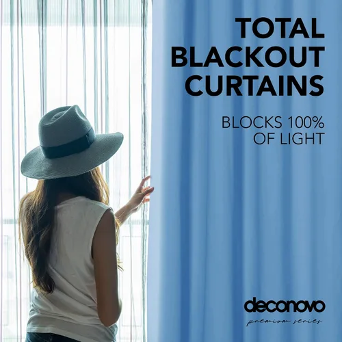 Vista 91 de Deconovo Cortinas opacas 100% con forro negro, cortinas con ojales aisladas térmicamente que reducen el ruido, doble capa para oscurecer