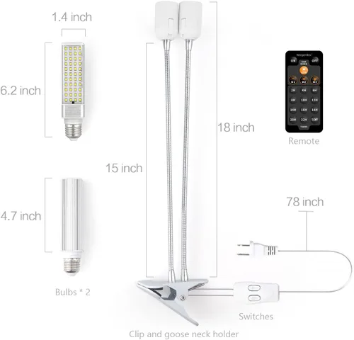 Vista 5 de A Plus Luces LED inteligentes de cultivo para plantas de interior – Simulación de brillo de luz solar en tiempo real, luz de crecimiento de espectro