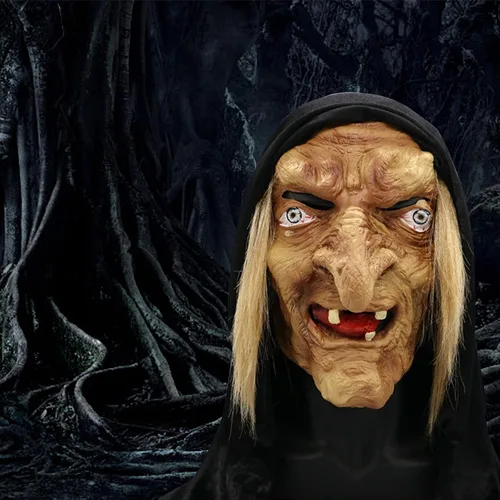 Vista 3 de Máscara de cabeza completa para Halloween máscara de bruja de terror negro talla única