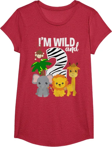 Vista 60 de Camiseta de cumpleaños con temática de zoológico de I'm Wild and 2, Negro, S