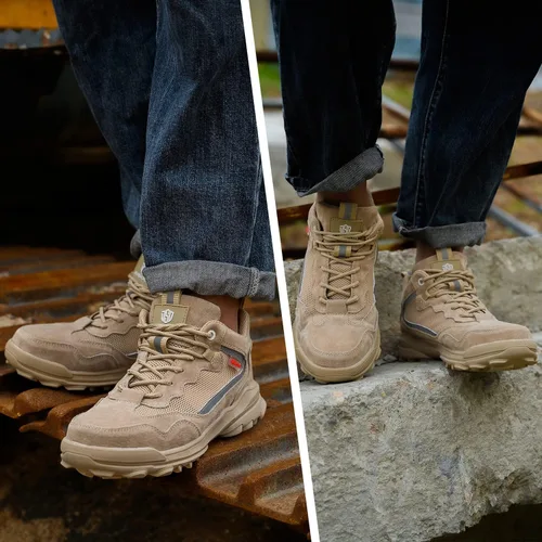 Vista 8 de ND - Zapatos de acero con aislamiento para hombre, ligeros, indestructibles, para trabajo, a prueba de pinchazos, cómodos, sin cordones, para uso