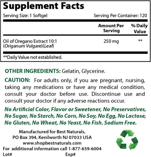 Vista 2 de Best Naturals Gaviola 600 mg y aceite de orégano 250 mg
