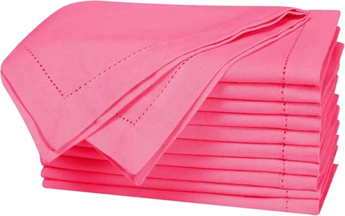 Vista 59 de Bedding Craft Juego de 12 Servilletas de Tela para Cena – 18x18 Azul Aéreo con Aspecto de Lino y Dobladillo Decorativo – Suaves, Lavables a Máquina