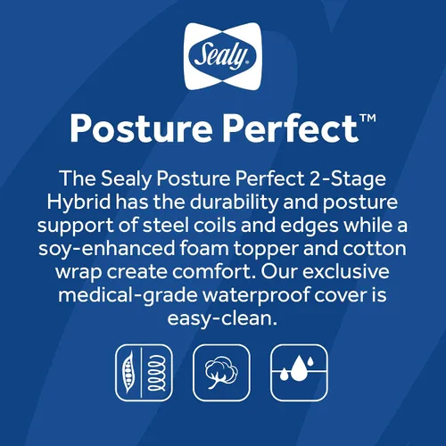 Vista 11 de Sealy Posture Perfect - Colchón impermeable de 2 etapas para cuna y colchón para cama de bebé, espuma viscoelástica híbrida y 150 bobinas de alta