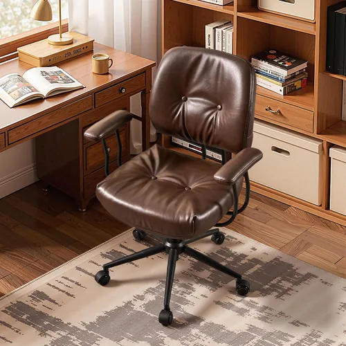 Vista 10 de HOOOWOOO Silla de Oficina Ergonómica, Silla de Escritorio Moderna de Computadora de Media Siglo, Silla Ejecutiva Cómoda con Asiento Extra Ancho