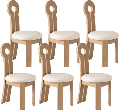 Vista 32 de YVYKFZD Dining Chairs Set, Solid Wood Dining Room Chair, Upholstered Kitchen Chairs, Unique Key-Shaped Living Room Chair, for Offices Bedroom Study