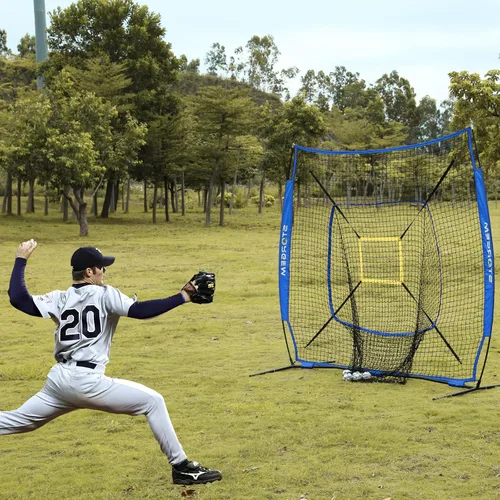 Vista 3 de Storgem Baseball and Softball Practice Net 7×7ft Portable Hitting Pitching Batting Training Net Baseball Backstop Net and Strike Zone and Bow Frame