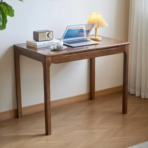 Vista 6 de Escritorio de madera maciza de 40"x24" con cajones, escritorio de escritura de madera para espacios pequeños, escritorios de oficina en casa