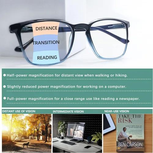 Vista 4 de COJWIS 3 packs Progressive Multifocus Reading Glasses for Women Blue Light Blocking Reading Glasses Spring Hinge Readers