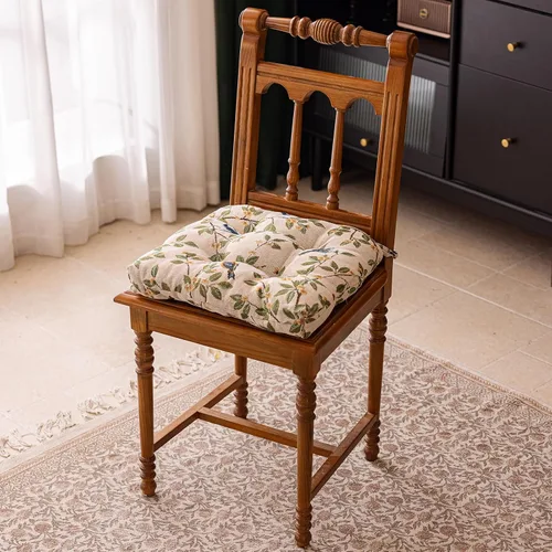 Vista 2 de vctops Cojines para silla de estilo rústico con estampado de pájaros y lazos Cojines para silla en forma de U suaves y cómodos Almohadillas