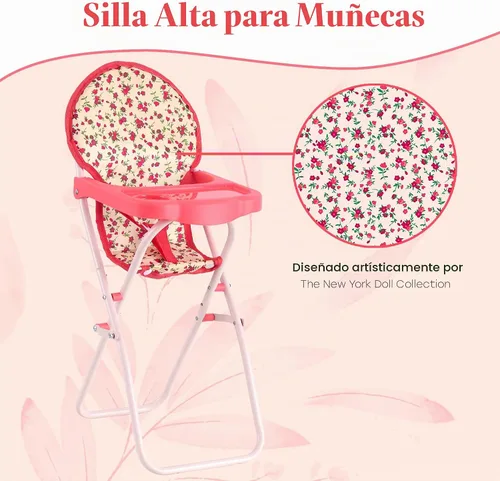 Vista 2 de Silla alta plegable para muñeca de bebé, accesorios para muñecas, muñecas y accesorios para silla alta para muñecas de 18 pulgadas, juego