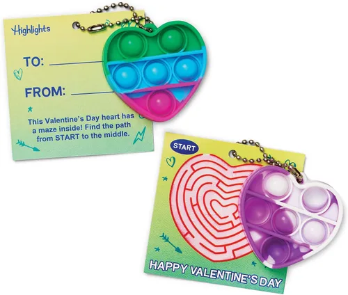 Vista 3 de Highlights for Children Pop-It Tarjetas de San Valentín para intercambio de aula para niños, paquete de 24 tarjetas de rompecabezas para el día