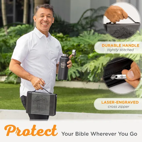 Vista 5 de Christian Art Gifts - Cubierta clásica para biblia de piel sintética para hombres y mujeres: Sea fuerte y valiente - Josué 1:9 Versículo bíblico