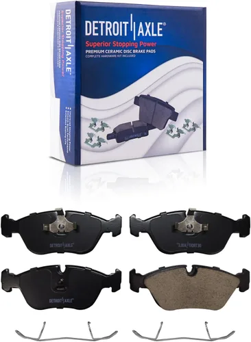 Vista 123 de Detroit Axle - Pastillas de freno para Ford F-150 99-03, 02 Lincoln Blackwood, Pastillas de freno de cerámica delanteras y traseras con repuesto