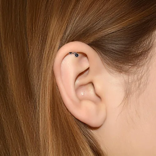 Vista 5 de Cartilage Piercing Jewelry - Cartilage Bar Onyx, Implant Grade Titanium Ear Piercing