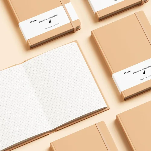 Vista 6 de Cuadernos Grandes B5 de Cuadrícula de Puntos, Cuaderno de Bocetos de Tapa Dura Kraft, Cuadernos de Composición por Materias con Papel de Cuadrícula