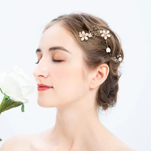 Vista 6 de 2 pinzas para el pelo con perlas dulces, alfileres de aleación para el cabello, pasadores para mujeres, niñas y adolescentes