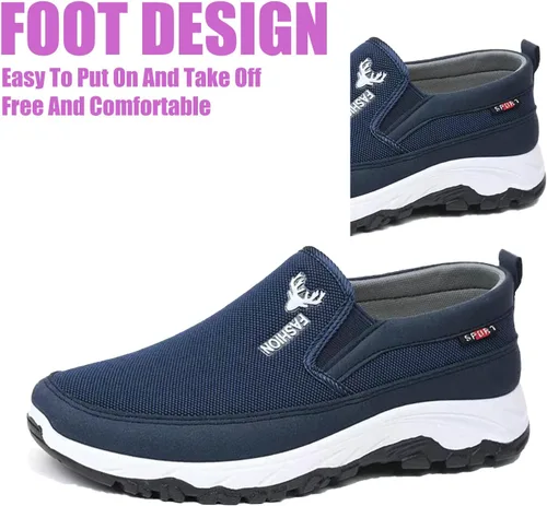 Vista 4 de DirraBra Zapatos deportivos ortopédicos de malla para hombre, zapatos deportivos transpirables, zapatos náuticos con plataforma casual, cómodos