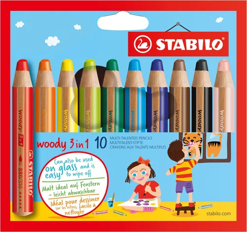 Vista 11 de STABILO Lápiz multitalento Woody 3 en 1 - Paquete de 6 - Colores surtidos