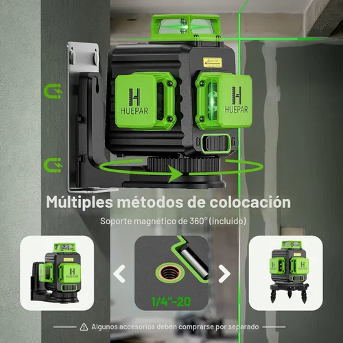 Vista 8 de HUEPAR Nivel láser 360 autonivelante con trípode de 50 pulgadas, nivelador