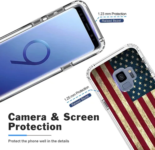 Vista 2 de Funda para Galaxy S9, Samsung S9 SM-G960U con protector de pantalla de vidrio templado, cuerpo completo, bonito diseño floral, a prueba de golpes