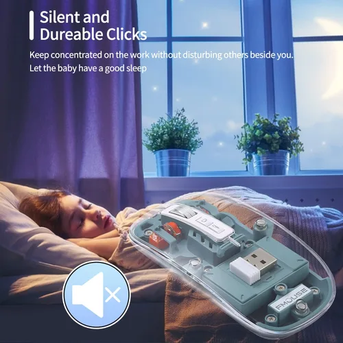 Vista 6 de KEDAFE Ratón inalámbrico Bluetooth con LED, delgado, recargable, inalámbrico, silencioso con pantalla de alimentación, cubierta magnética