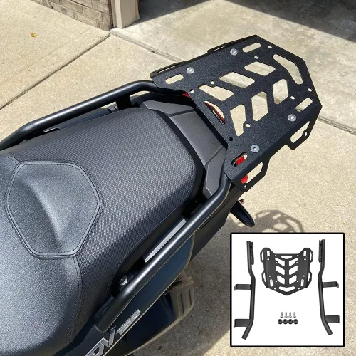 Vista 3 de Soporte de carga para equipaje trasero de motocicleta, barra extendida, soporte de montaje superior, kit de placa de soporte para pasajero trasero