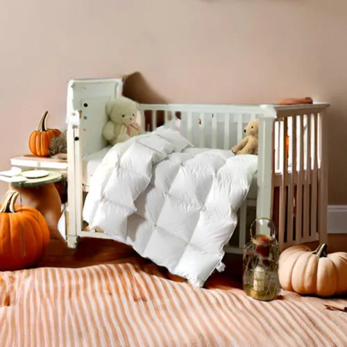 Vista 2 de Continental Bedding Edredón para niños pequeños, inserto de edredón de plumón 100% blanco, manta de dormir con funda de algodón, se adapta a una