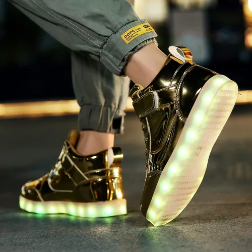 Vista 6 de JEVRITE Zapatos unisex con luz LED, carga USB, parte superior alta para mujeres y hombres, zapatos deportivos para parejas