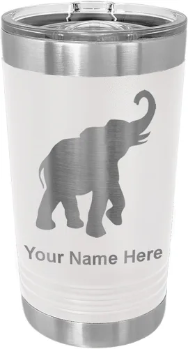 Vista 19 de LaserGram Vaso de pinta aislado al vacío de 16 onzas, elefante indio, grabado personalizado incluido (negro) Engraved Gift, Vacuum Insulated