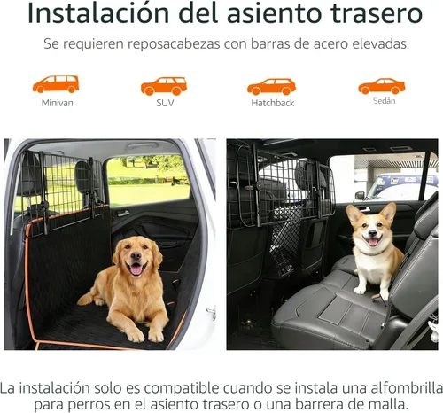 Vista 2 de Amazon Basics Barrera ajustable para perros para vehículos, 59.72 x 5.20 x 16.46 pulgadas, color negro