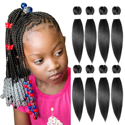 Vista 52 de Cabello trenzado burdeos, 10 pulgadas, 4 paquetes Cabello preestirado, trenzas de ganchillo cortas y rectas, textura Yaki, fibra sintética