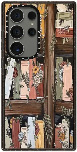 Vista 159 de CASETiFY Funda de impacto para Galaxy S22+ - Adhesivo Aries Moross, color negro transparente