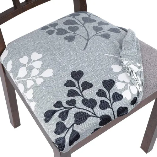 Vista 8 de SearchI Juego de 2 fundas de asiento para sillas de comedor, fundas de asiento elásticas con estampado, extraíbles y lavables, fundas de cojín