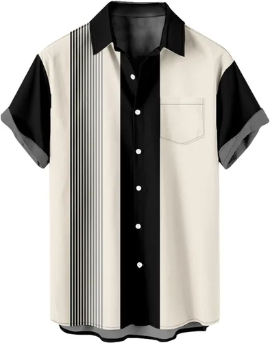 Vista 8 de Camisetas para hombre 2023 Casual Elegante Cuba Guayabera Camisa de Verano Manga Corta Color Block Camisas de Vestir