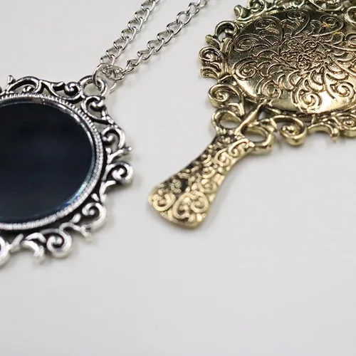 Vista 6 de AY - Collar con colgante de espejo antiguo vintage, cadena larga para mujer, regalo de joyería