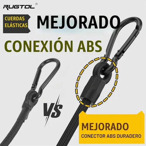 Vista 2 de Cuerdas elásticas con ganchos, cuerdas elásticas de servicio pesado de 8 pulgadas de largo con clip de mosquetón para exteriores, cuerda elástica